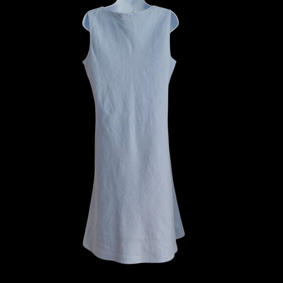 Eileen Fisher Ice Blue Irish Linen Shift Dress Lagom Cottage Lagonlook L - Picture 2 of 13